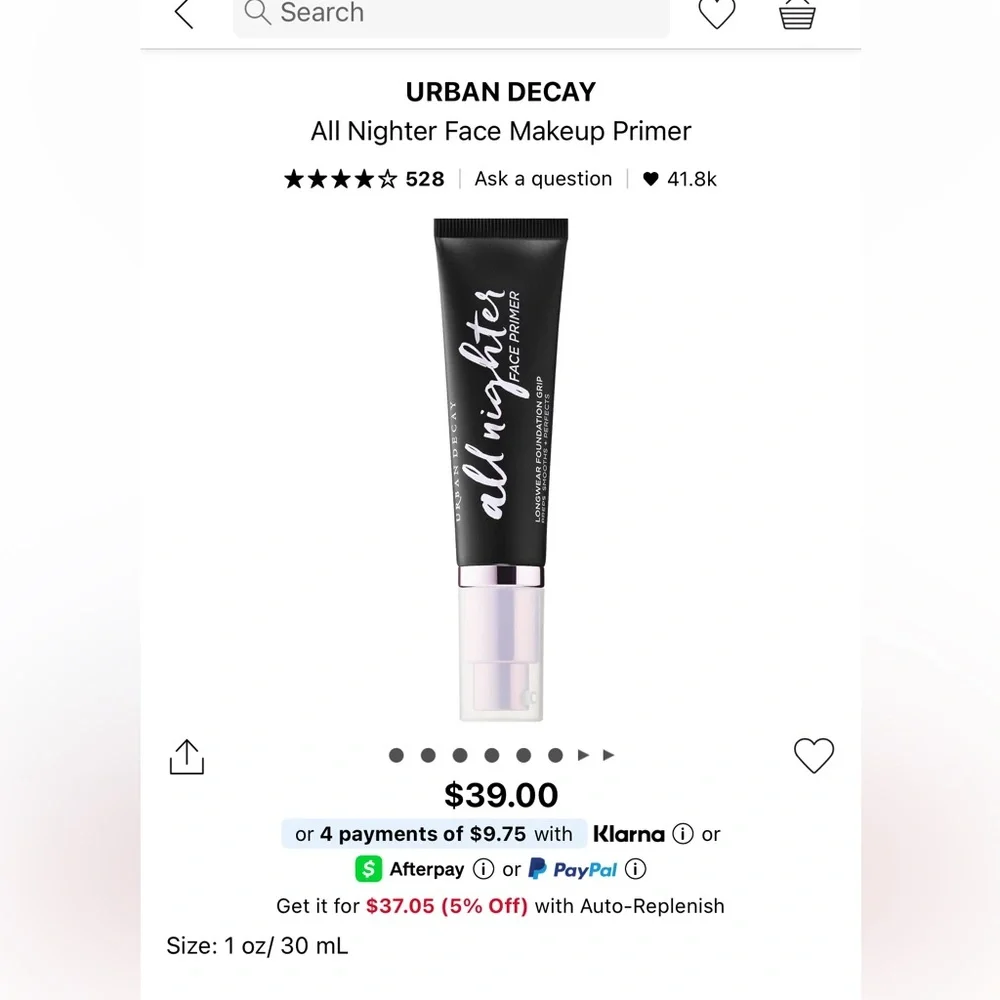 Urban Decay All Nighter Face Primer Longeear Foundation Grip